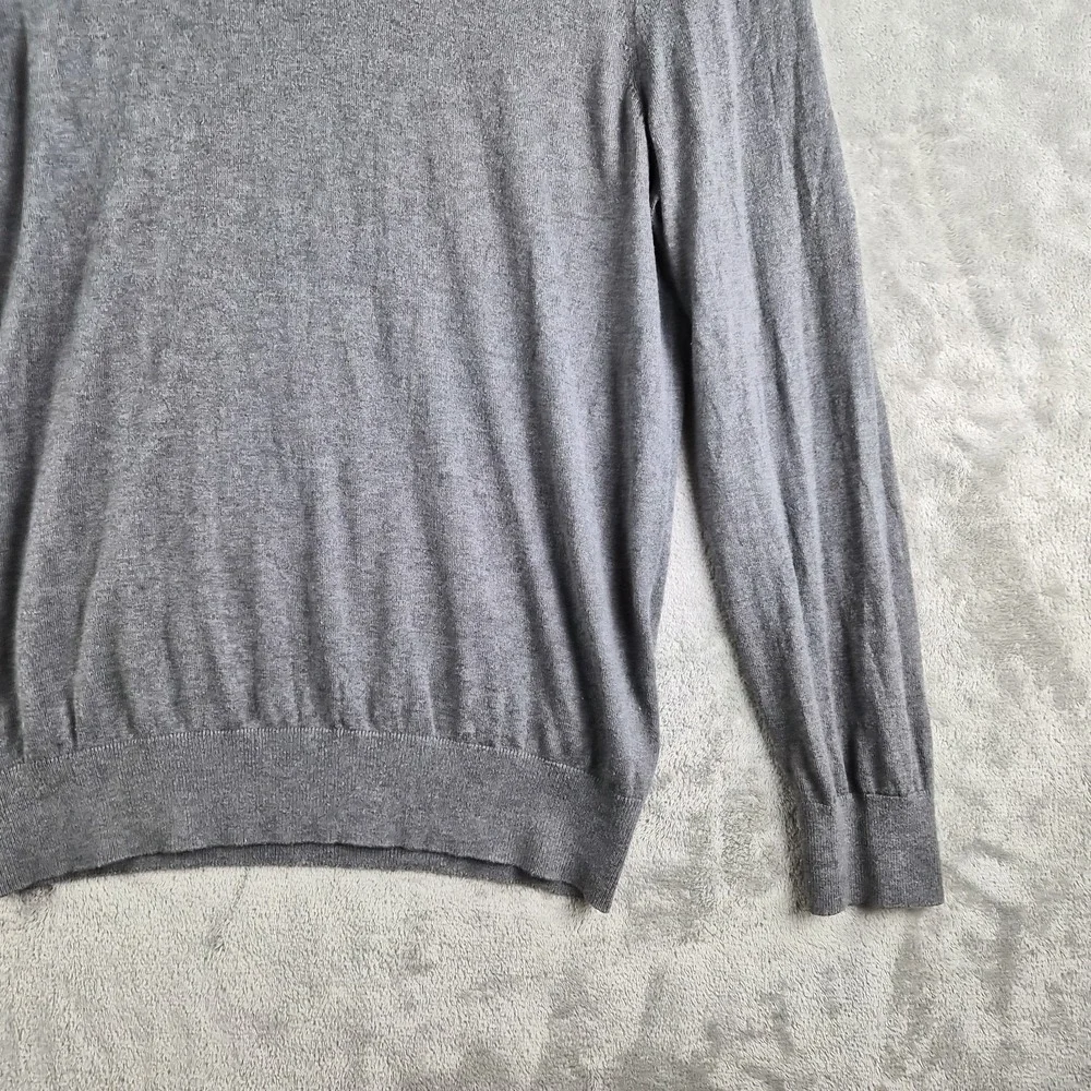 Banana Republic Sweater Mens Medium Gray Silk Cashmere Knit Luxury Blend V Neck